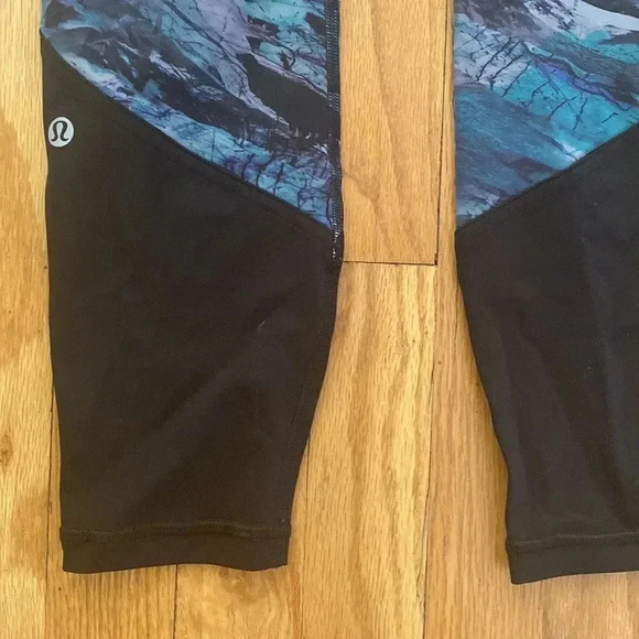Lululemon leggings reflector stripe sz 6 new design cinch waist black and blue - Picture 5 of 8